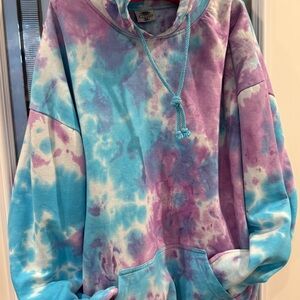 Classic Tie-Dye Hoodie in Aqua & Purple